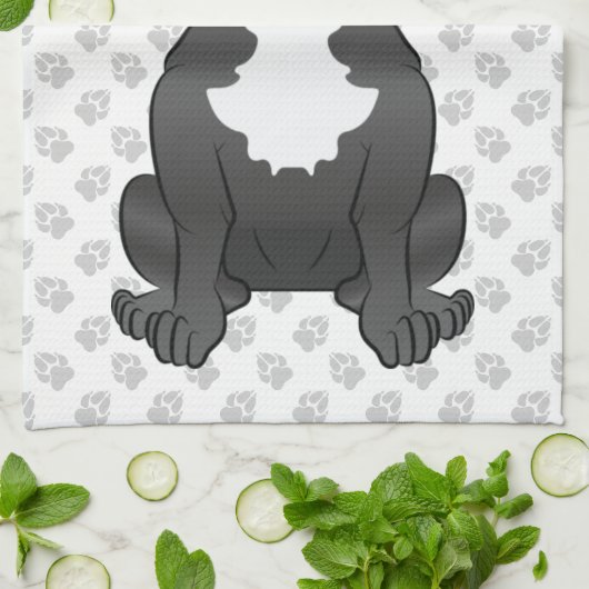 Black and White French Bulldog Cartoon Dog & Paws Theedoek (Gevouwen)