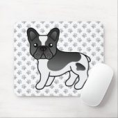 Black and White French Bulldog Cute Cartoon Dog Muismat (Met muis)