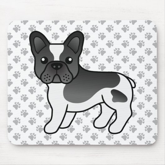 Black and White French Bulldog Cute Cartoon Dog Muismat (Voorkant)