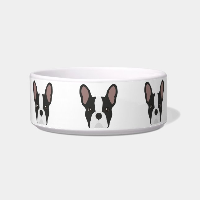 Black and White French Bulldog Dog Bowl Voerbakje (Voorkant)