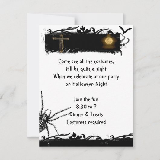 Black and White Full Moon Halloween Invitation Kaart (Voorkant)