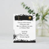 Black and White Full Moon Halloween Invitation Kaart (Staand voorkant)