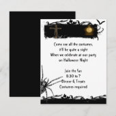 Black and White Full Moon Halloween Invitation Kaart (Voorkant / Achterkant)
