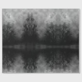 Black and White Full Moon Haunted Halloween Cadeaupapier (Vlak)