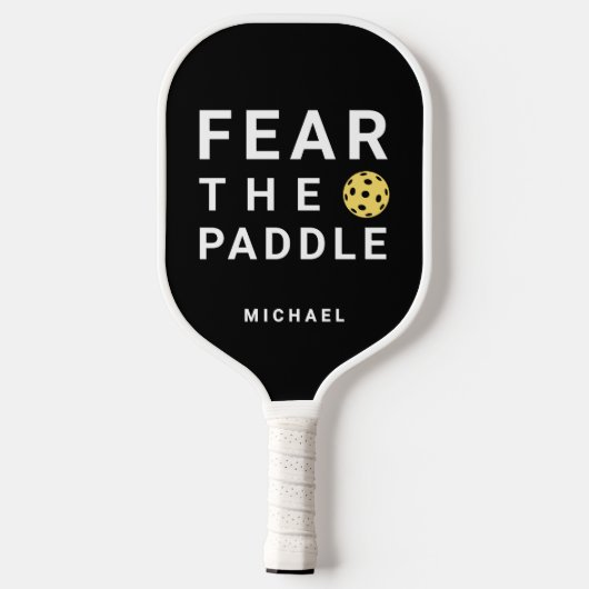 Black and White Fun Fear The  Pickleball Paddle (Achterkant)