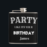 Black and White Funny Birthday Groomsman Heupfles<br><div class="desc">Black Funny Party,  zoals je maatkolf voor de geboorte</div>