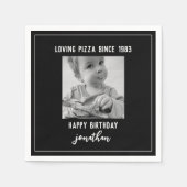 Black and White Funny Birthday Photo Napkins Servet (Voorkant)