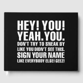 Black and White Funny Sign Jouw naam Guestbook Gastenboek (Voorkant)