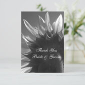 Black and White Garden Sunflower Weddenschap Bedan Bedankkaart (Staand voorkant)