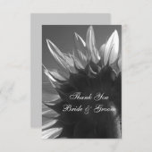 Black and White Garden Sunflower Weddenschap Bedan Bedankkaart (Voorkant / Achterkant)