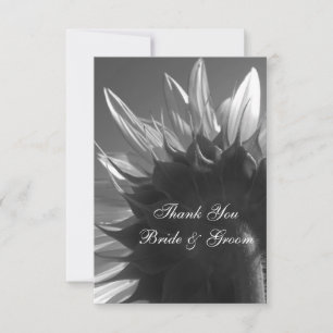 Black and White Garden Sunflower Weddenschap Bedan Bedankkaart