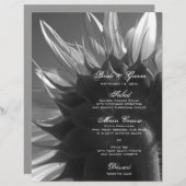 Black and White Garden Sunflower Wedding Menus (Voorkant / Achterkant)