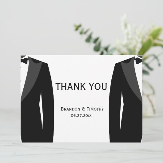 Black and White Gay Weddenschap Bedankt kaarten (Staand voorkant)