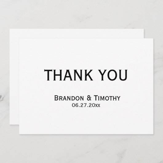 Black and White Gay Weddenschap Hartelijk dank Bedankkaart (Voorkant / Achterkant)