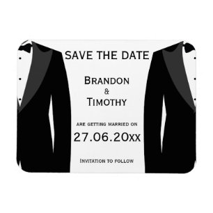 Black and White Gay Weddenschap Save the Date Magn Magneet
