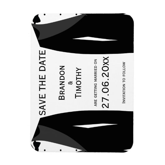 Black and White Gay Weddenschap Save the Date Magn Magneet (Verticaal)