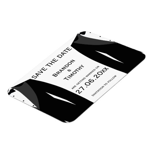 Black and White Gay Weddenschap Save the Date Magn Magneet (Linkerzijde)