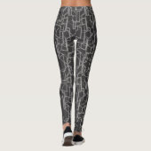 black and white geometric abstract pattern leggings (Achterkant)