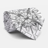 Black and White Geometric Art Deco Floral Mens Stropdas (Opgerold)