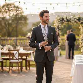 Black and White Geometric Art Deco Floral Mens Stropdas