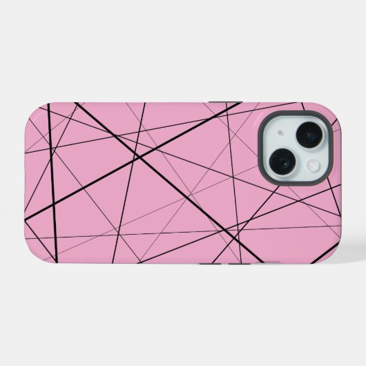 Black and white geometric pattern iPhone 15 case (Achterkant horizontaal)