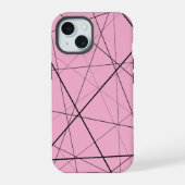 Black and white geometric pattern iPhone 15 case (Achterkant)