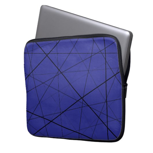 Black and white geometric pattern laptop sleeve (Voorkant Links)