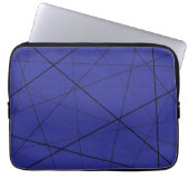 Black and white geometric pattern laptop sleeve (Voorkant)