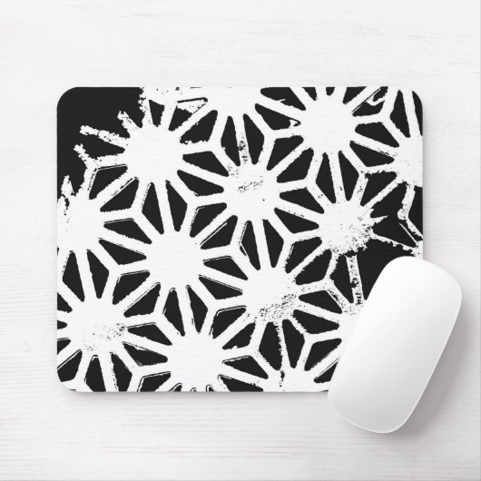 Black and white geometric pattern muismat (Met muis)