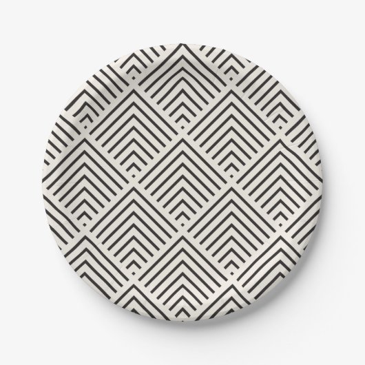 Black and white geometric pattern with overlapping papieren bordje (Voorkant)