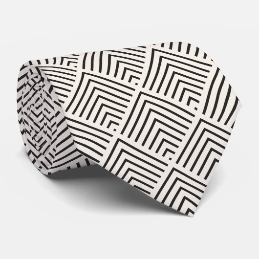 Black and white geometric pattern with overlapping stropdas (Opgerold)
