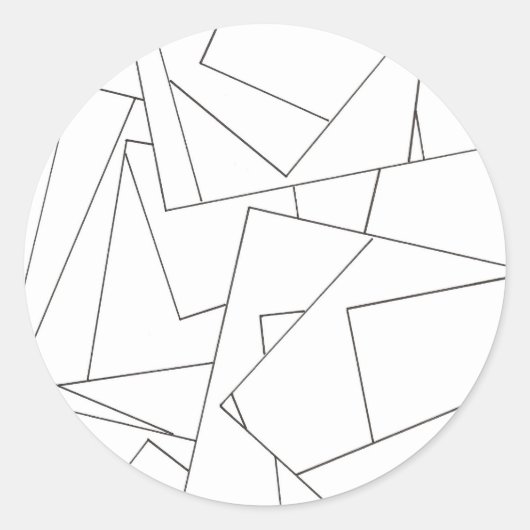 Black And White Geometric Ronde Sticker (Voorkant)