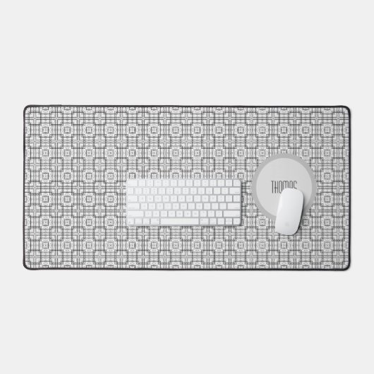 Black and White Geometric Squares Pattern Bureaumat (Keyboard & Muis)