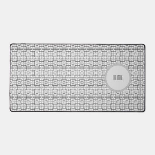 Black and White Geometric Squares Pattern Bureaumat (Voorkant)