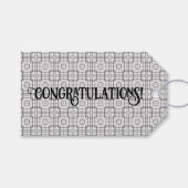 Black and White Geometric Squares Pattern Cadeaulabel (Voorkant (Horizontaal))