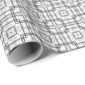 Black and White Geometric Squares Pattern Cadeaupapier (Rol Hoek)