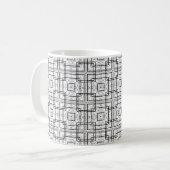 Black and White Geometric Squares Pattern Koffiemok (Voorkant links)