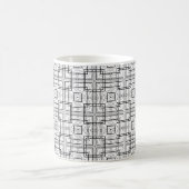 Black and White Geometric Squares Pattern Koffiemok (Center)