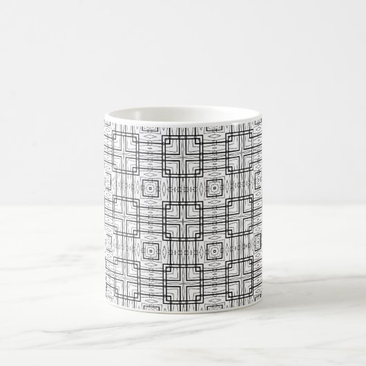 Black and White Geometric Squares Pattern Koffiemok (Center)