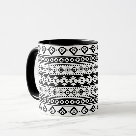 Black and White Geometric Tribal Mok (Voorkant links)
