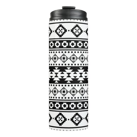 Black and White Geometric Tribal Thermosbeker (Voorkant)