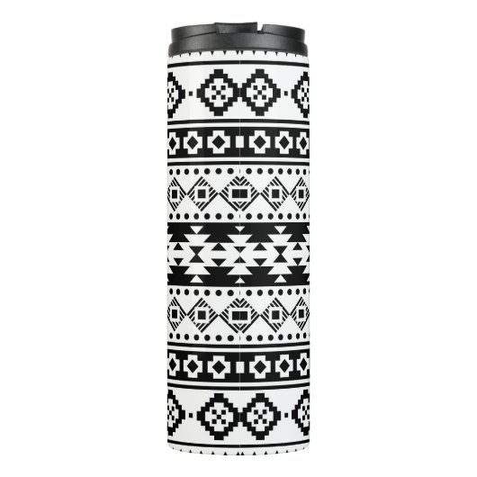 Black and White Geometric Tribal Thermosbeker (Achterkant)