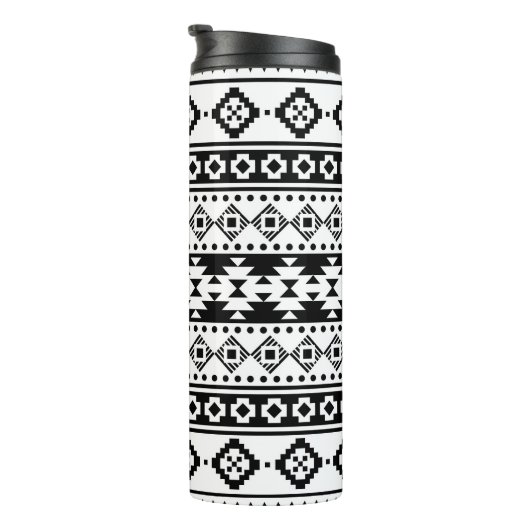 Black and White Geometric Tribal Thermosbeker (Geroteerd rechts)