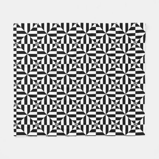 Black and white geometrical pattern fleece deken (Voorkant (Horizontaal))