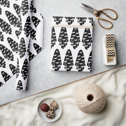 Black and White Ghost Cadeaupapier (Crafts)