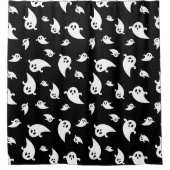 Black and White Ghosts Patroon Schattige Halloween Douchegordijn (Voorkant)