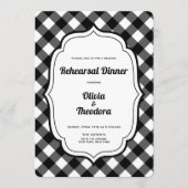 Black and White Gingam Rehearsal Dinner Invitation Kaart (Voorkant)