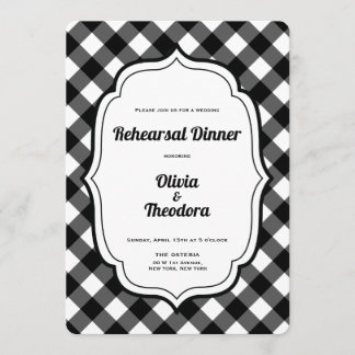 Black and White Gingam Rehearsal Dinner Invitation Kaart