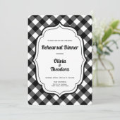 Black and White Gingam Rehearsal Dinner Invitation Kaart (Staand voorkant)