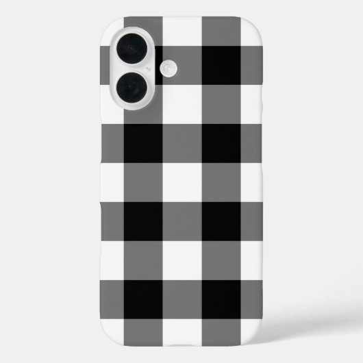 Black and White Gingham Buffalo Plays Pattern Case-Mate iPhone Case (Achterkant)